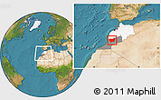 Satellite Location Map of Taroudant, highlighted country, highlighted parent region, within the entire country