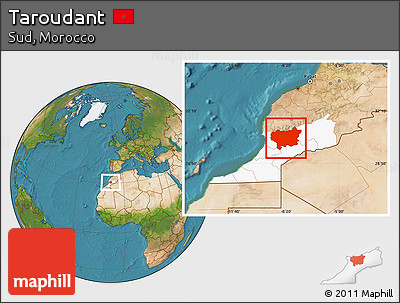 Satellite Location Map of Taroudant, highlighted parent region