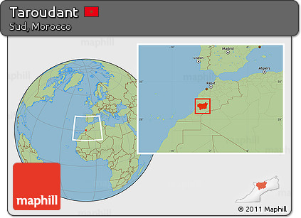 Savanna Style Location Map of Taroudant, within the entire country