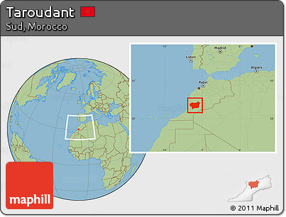 Savanna Style Location Map of Taroudant, within the entire country
