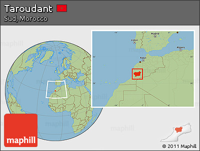 Savanna Style Location Map of Taroudant, within the entire country
