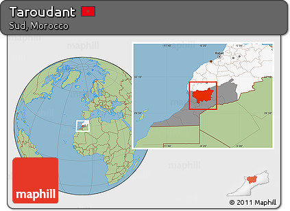 Savanna Style Location Map of Taroudant, highlighted country, highlighted parent region