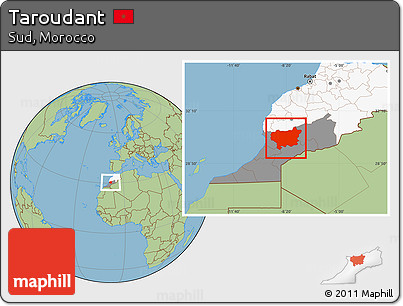 Savanna Style Location Map of Taroudant, highlighted country, highlighted parent region