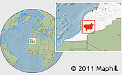 Savanna Style Location Map of Taroudant, highlighted country, hill shading