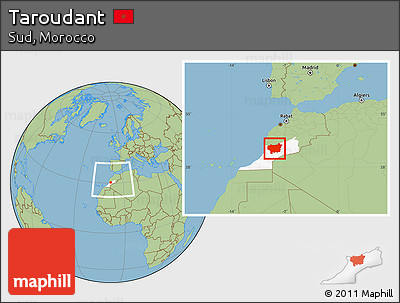 Savanna Style Location Map of Taroudant, highlighted parent region, within the entire country