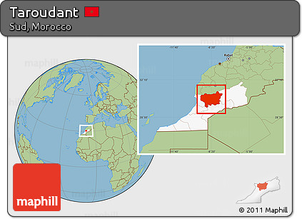 Savanna Style Location Map of Taroudant, highlighted parent region