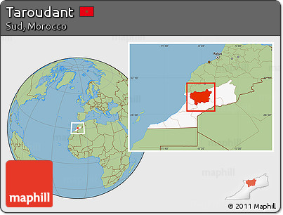 Savanna Style Location Map of Taroudant, highlighted parent region
