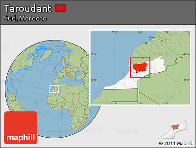 Savanna Style Location Map of Taroudant, highlighted parent region