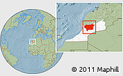 Savanna Style Location Map of Taroudant, highlighted parent region, hill shading