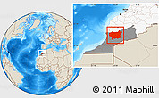 Shaded Relief Location Map of Taroudant, highlighted country, highlighted parent region