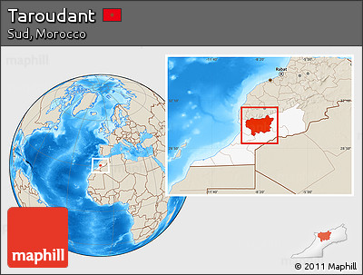 Shaded Relief Location Map of Taroudant, highlighted parent region