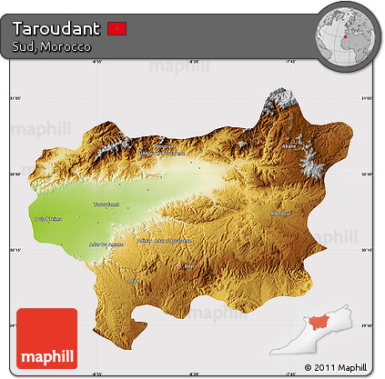 Physical Map of Taroudant, cropped outside