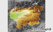 Physical Map of Taroudant, darken, desaturated