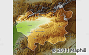 Physical Map of Taroudant, darken