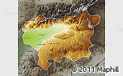 Physical Map of Taroudant, darken, semi-desaturated