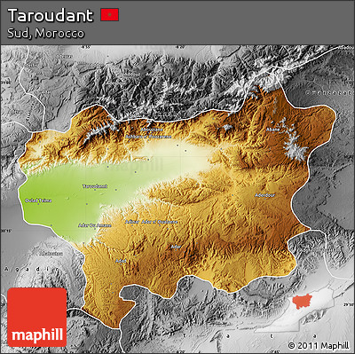 Physical Map of Taroudant, desaturated