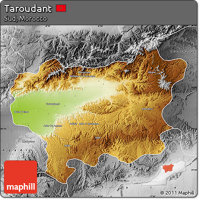 Physical Map of Taroudant, desaturated
