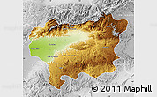 Physical Map of Taroudant, lighten, desaturated