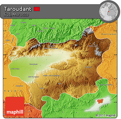 Physical Map of Taroudant, political outside