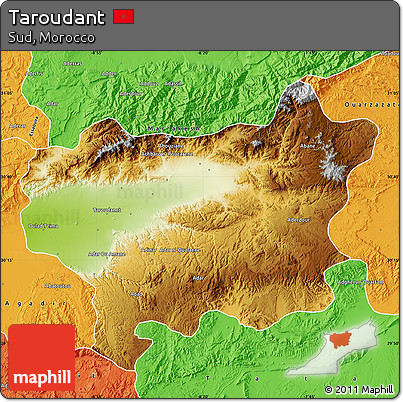 Physical Map of Taroudant, political outside