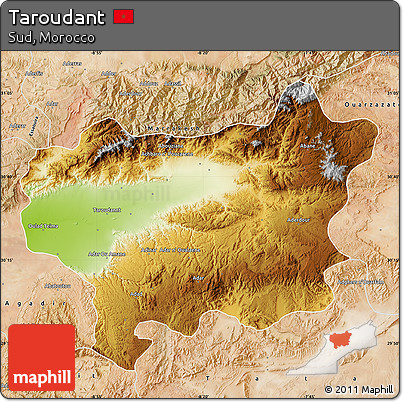 Physical Map of Taroudant, satellite outside