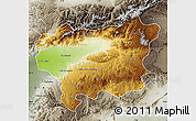 Physical Map of Taroudant, semi-desaturated