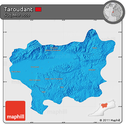Political Map of Taroudant, single color outside