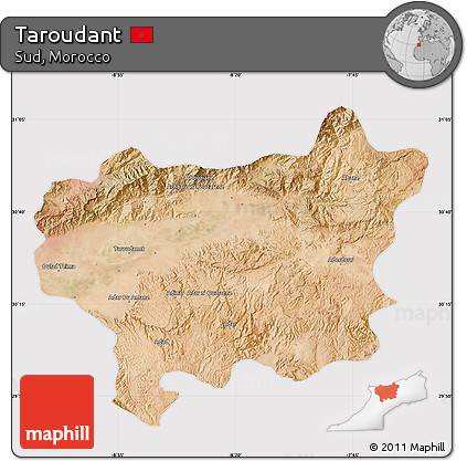 Satellite Map of Taroudant, cropped outside