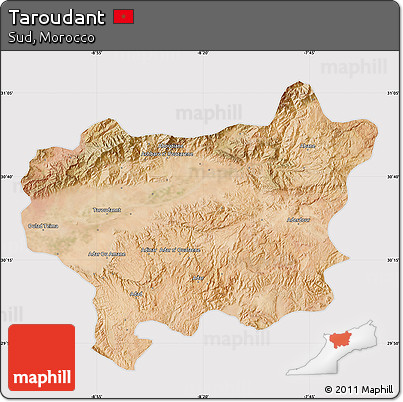 Satellite Map of Taroudant, cropped outside