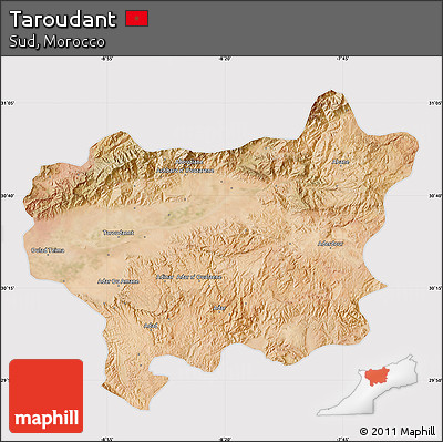 Satellite Map of Taroudant, cropped outside
