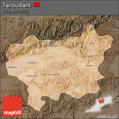 Satellite Map of Taroudant, darken