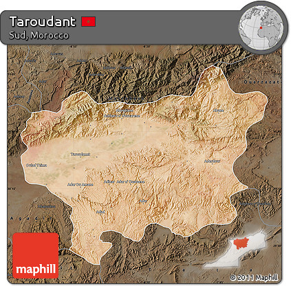 Satellite Map of Taroudant, darken