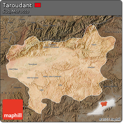 Satellite Map of Taroudant, darken