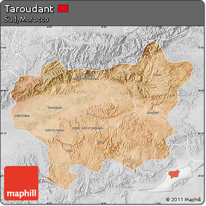 Satellite Map of Taroudant, lighten, desaturated