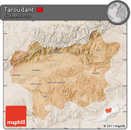Satellite Map of Taroudant, lighten