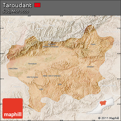 Satellite Map of Taroudant, lighten