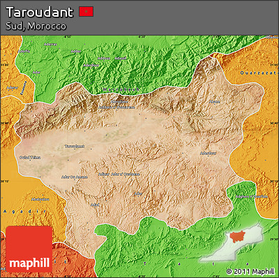 Satellite Map of Taroudant, political outside