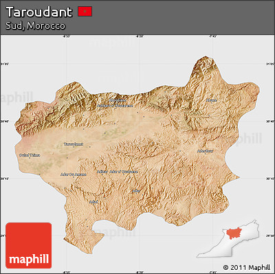 Satellite Map of Taroudant, single color outside