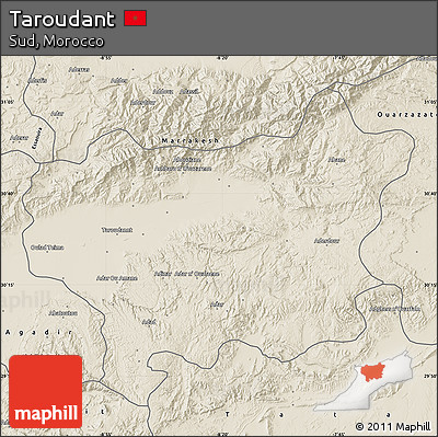 Shaded Relief Map of Taroudant