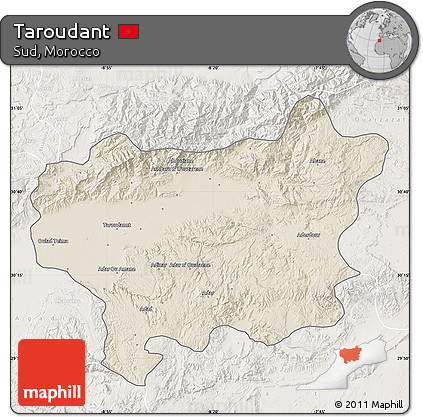 Shaded Relief Map of Taroudant, lighten