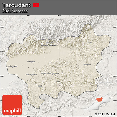 Shaded Relief Map of Taroudant, lighten