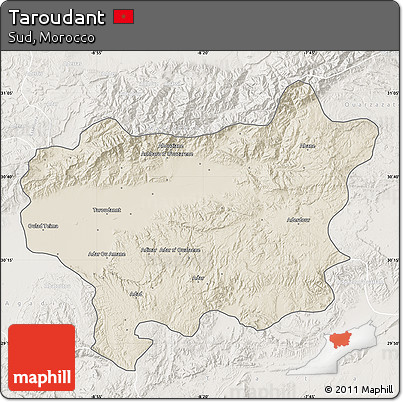 Shaded Relief Map of Taroudant, lighten