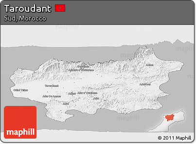 Gray Panoramic Map of Taroudant, single color outside