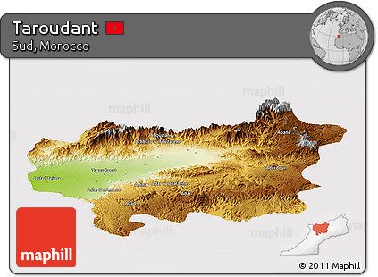 Physical Panoramic Map of Taroudant, cropped outside