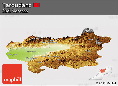 Physical Panoramic Map of Taroudant, cropped outside