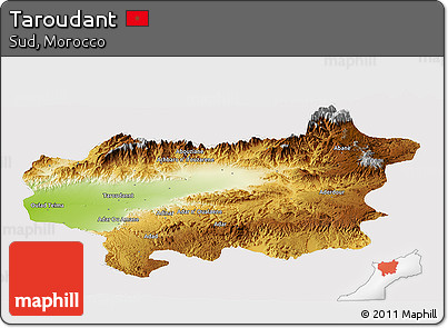 Physical Panoramic Map of Taroudant, cropped outside