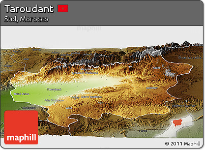 Physical Panoramic Map of Taroudant, darken
