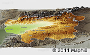 Physical Panoramic Map of Taroudant, darken, semi-desaturated