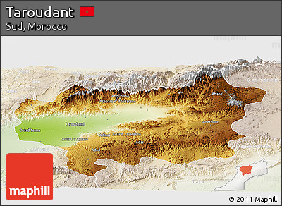 Physical Panoramic Map of Taroudant, lighten