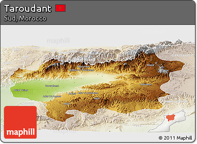 Physical Panoramic Map of Taroudant, lighten